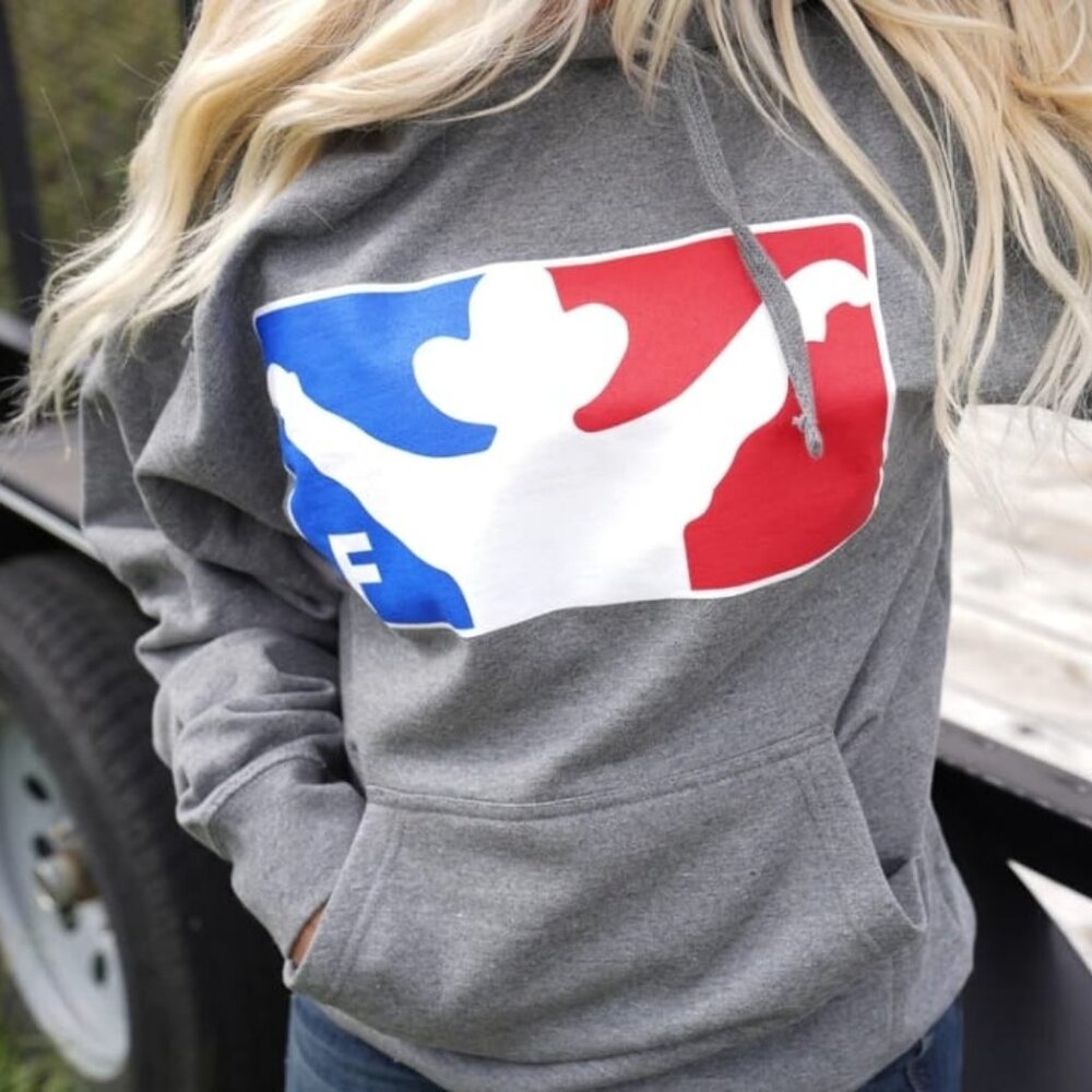 Lane Frost - Gray HOODIE red, white, blue logo